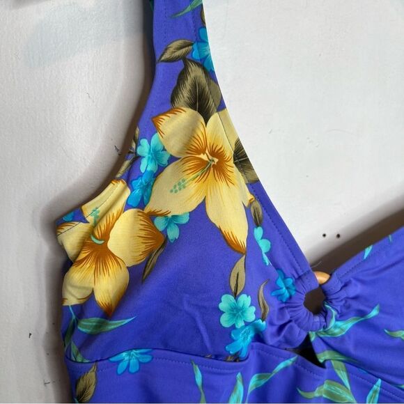 Caribbean Joe floral one piece bathing suit new white tags - Picture 3 of 8